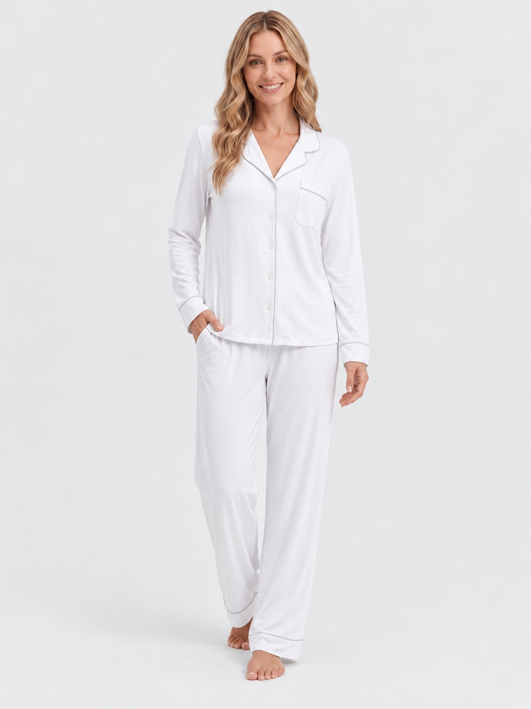 Hvid Bambus Pyjamas