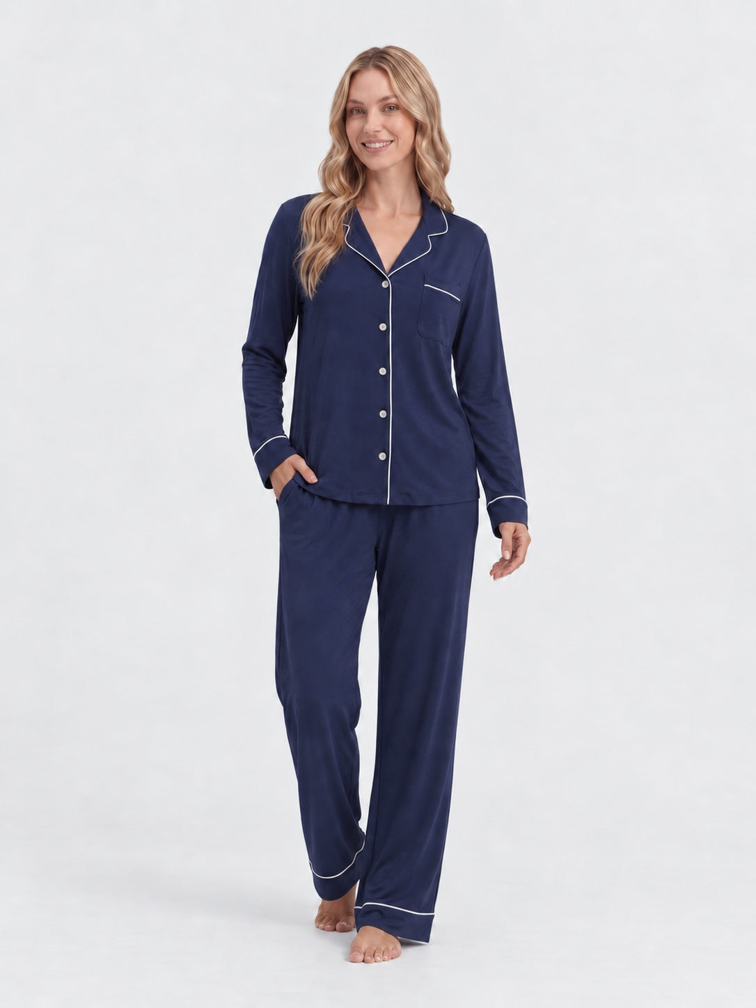 Marineblå Bambus Pyjamas